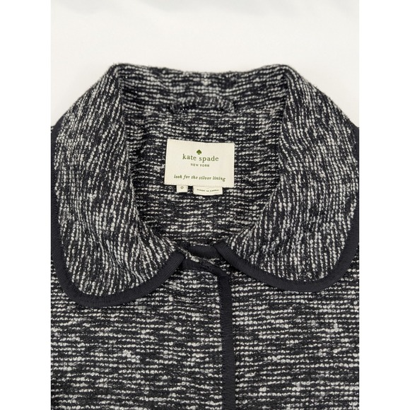 Kate Spade Tweed Button Up Jacket Blazer‎ Size 0 Womans Coat Black Gray - Picture 7 of 10